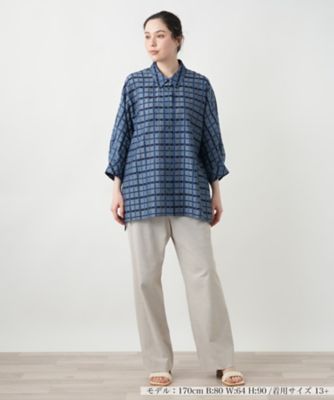 【店舗人気】格子柄ロングブラウス【Ｌｅｉｌｉａｎ　ＷＨＩＴＥ　ＬＡＢＥＬ】