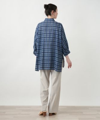 【店舗人気】格子柄ロングブラウス【Ｌｅｉｌｉａｎ　ＷＨＩＴＥ　ＬＡＢＥＬ】