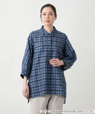 ＜Leilian plus house (Women/大きいサイズ)＞【店舗人気】格子柄ロングブラウス【Ｌｅｉｌｉａｎ　ＷＨＩＴＥ　ＬＡＢＥＬ】