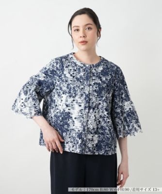 ＜Leilian plus house (Women/大きいサイズ)＞フレアスリーブレースブラウス【ＢＯＵＲＧＥ】