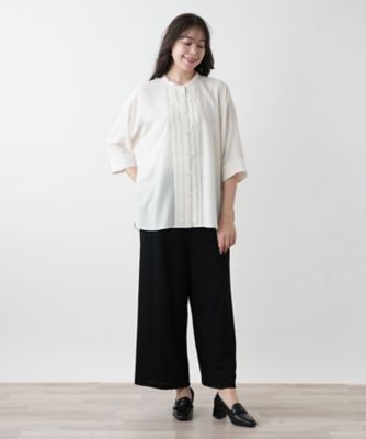 店舗人気】バンドカラーブラウス【ROCHAS