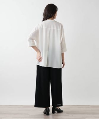Leilian PLUS HOUSE / レリアンプラスハウス 【店舗人気】バンドカラーブラウス【ROCHAS Premiere】 店舗人気】ストライプバンドカラーブラウス【プラス企画