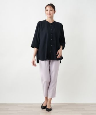 店舗人気】バンドカラーブラウス【ROCHAS