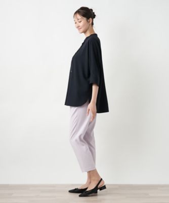 レリアン Leilian ノーカラーブラウス【ROCHAS Premiere】 （ネイビー） レリアン Leilian ブラウス （ネイビー） - ファッション通販