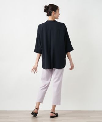 店舗人気】バンドカラーブラウス【ROCHAS