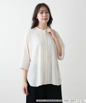 Leilian PLUS HOUSE / レリアンプラスハウス バンドカラーブラウス【ROCHAS Premiere】 店舗人気】バンドカラーブラウス【ROCHAS Premiere】|レリアン