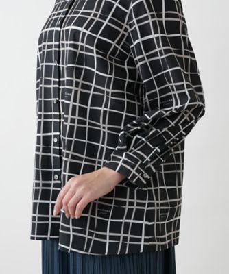 【店舗人気】チェックバンドカラーブラウス【ＲＯＣＨＡＳ　Ｐｒｅｍｉｅｒｅ】【ＲＡＴＴＩ】