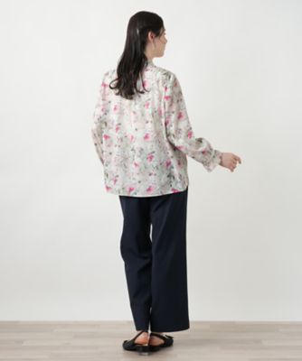 Leilian PLUS HOUSE / レリアンプラスハウス 幾何学柄ボウタイブラウス【ROCHAS Premiere】 店舗人気】花柄ボウタイブラウス【ROCHAS