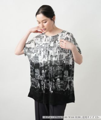 ＜Leilian plus house (Women/大きいサイズ)＞【店舗人気】プリントフレアブラウス【プラス企画】