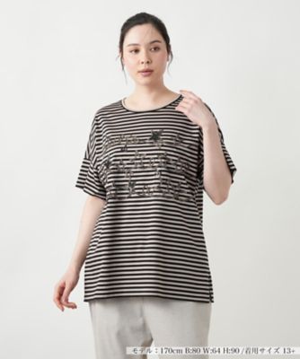 ＜Leilian plus house (Women/大きいサイズ)＞【店舗人気】コード刺繍ボーダーカットソー【プラス企画】