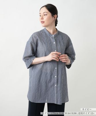＜Leilian plus house (Women/大きいサイズ)＞【店舗人気】ギンガムバンドカラーブラウス【プラス企画】
