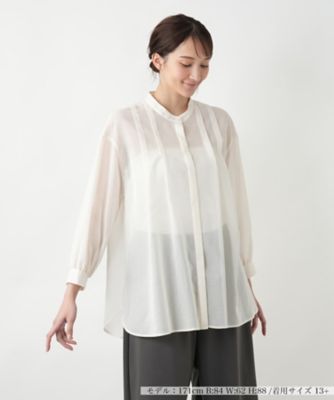 Leilian plus house (Women/大きいサイズ)/レリアン　プラスハウス 【店舗人気】バンドカラー比翼ブラウス【プラス企画】