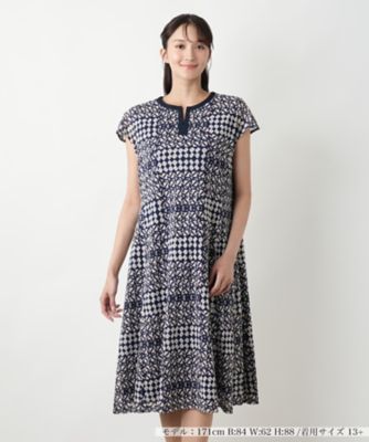 ＜Leilian plus house (Women/大きいサイズ)＞【店舗人気】幾何学柄フレアワンピース【プラス企画】