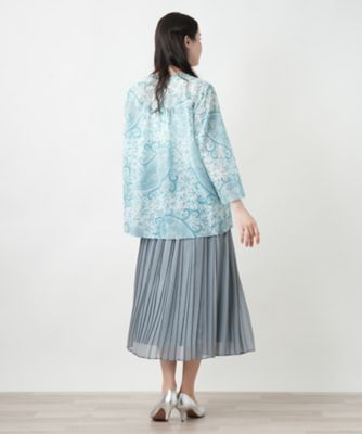 【店舗人気】ペイズリー柄キーネックブラウス【ＥＲＩＣＡ】【プラス企画】