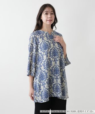 ＜Leilian plus house (Women/大きいサイズ)＞プリントキーネックブラウス【プラス企画】