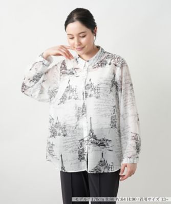 ＜Leilian plus house (Women/大きいサイズ)＞【店舗人気】プリントフレアブラウス【プラス企画】