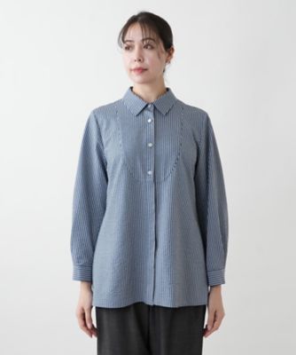 【店舗人気】ストライプブラウス【プラス企画】