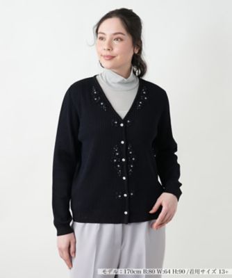 フラワー刺繍Vネックカーディガン【CORSINI