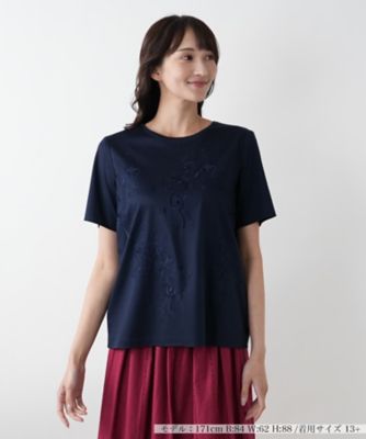 ＜Leilian plus house (Women/大きいサイズ)＞【店舗人気】刺繍Ｔシャツ【ＲＯＣＨＡＳ　Ｐｒｅｍｉｅｒｅ】
