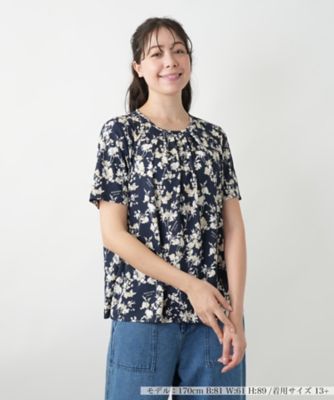 ＜Leilian plus house (Women/大きいサイズ)＞【店舗人気】フラワー柄ギャザーブラウス【ＲＯＣＨＡＳ　Ｐｒｅｍｉｅｒｅ】