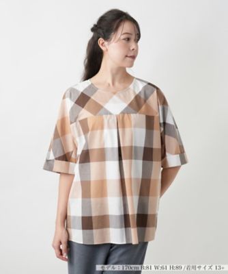 ＜Leilian plus house (Women/大きいサイズ)＞【店舗人気】ブロックチェックブラウス【ＲＯＣＨＡＳ　Ｐｒｅｍｉｅｒｅ】