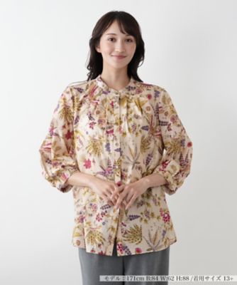 ＜Leilian plus house (Women/大きいサイズ)＞【店舗人気】プリントバンドカラーブラウス【ＲＯＣＨＡＳ　Ｐｒｅｍｉｅｒｅ】