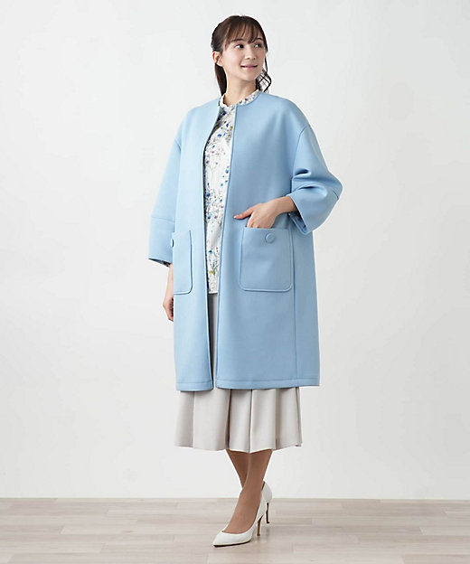 ノーカラーロングコート【NEMIKA】 | Leilian plus house ノーカラーロングコート【NEMIKA】 | Leilian plus house