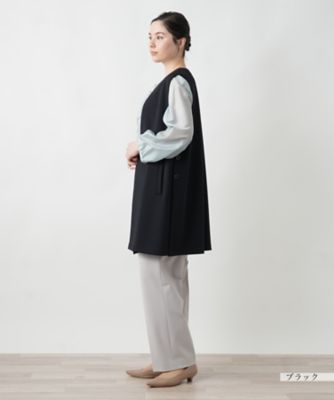 2025 ネミカ　前あきロングジレ　サイドボタン　洗える　ネイビー　M 美品 店舗人気】【ウォッシャブル】前あきロングジレ【NEMIKA