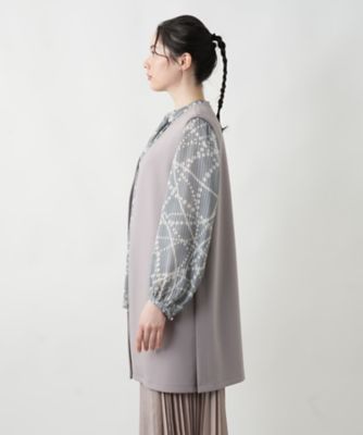 leilian - 25SS✨　美品✨　ネミカ　前あきロングジレ　サイドボタン　洗える　ネイビー　M 25SS✨ 美品✨ ネミカ 前あきロングジレ サイドボタン 洗える