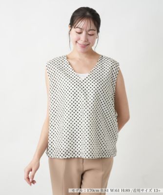 ＜Leilian plus house (Women/大きいサイズ)＞ドットノースリーブトップス