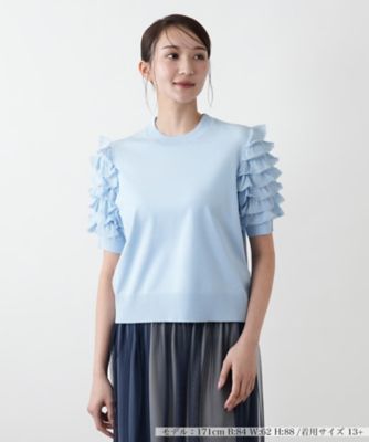 ＜Leilian plus house (Women/大きいサイズ)＞【店舗人気】フリルスリーブハイネックニット【ＢＯＵＲＧＥ】