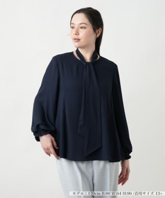 ＜Leilian plus house (Women/大きいサイズ)＞【店舗人気】ボウタイブラウス【ＢＯＵＲＧＥ】