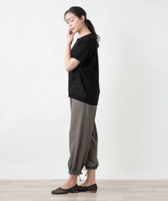 定価18万20AW レリアンLE TRICOT PERUGIA ニット切替コート 店舗人気】スパンコールニット【LE TRICOT