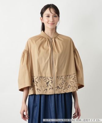 ＜Leilian plus house (Women/大きいサイズ)＞【店舗人気】レース切替ジップブルゾン