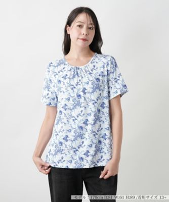 ＜Leilian plus house (Women/大きいサイズ)＞【店舗人気】フラワー柄クルーネックカットソー