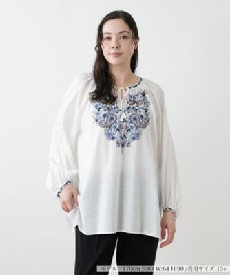 刺繍スモックブラウス | Leilian plus house (Women/大きい