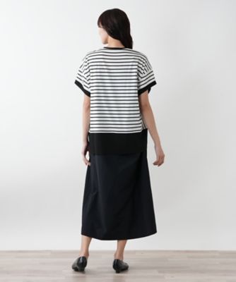 【店舗人気】ボーダー切替カットソー【プラス企画】
