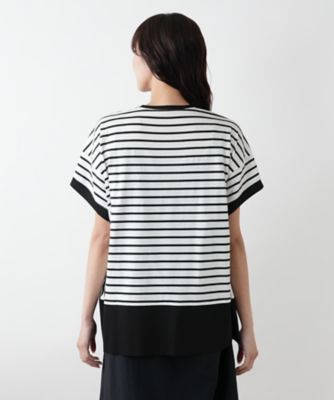 【店舗人気】ボーダー切替カットソー【プラス企画】