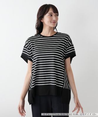 【店舗人気】ボーダー切替カットソー【プラス企画】