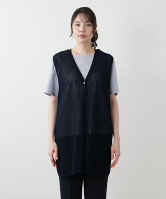 美品レリアン　プラスハウス　春夏ベスト　ネイビー ベスト【プラス企画】 | Leilian plus house (Women/大きい