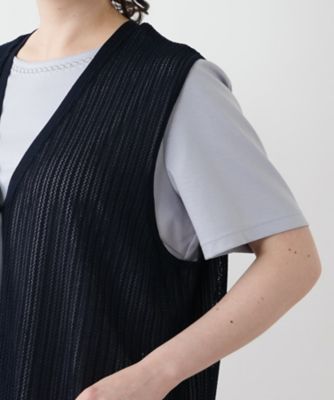 カラーブロックニットベスト【Leilian WHITE
