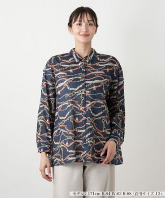 Leilian plus house (Women/大きいサイズ)/レリアン　プラスハウス チェーンベルトプリントブラウス