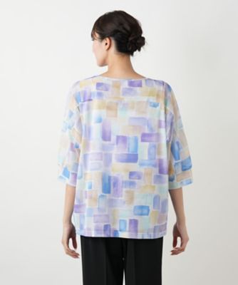 Leilian PLUS HOUSE / レリアンプラスハウス グラフィカル総柄カットソー ペイズリー柄プリントカットソー【Leilian WHITE
