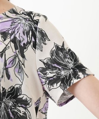 花柄クルーネックブラウス