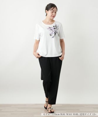 Leilian PLUS HOUSE / レリアンプラスハウス 【店舗人気】フラワー柄クルーネックカットソー 店舗人気】フラワー柄クルーネックカットソー|レリアン プラス