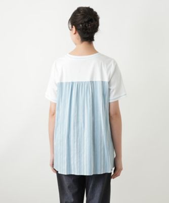 ストライプ切替カットソー | Leilian plus house (Women/大きい