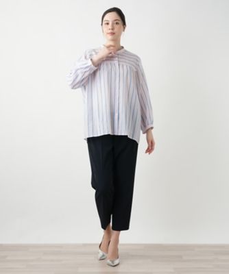 ストライプバンドカラーブラウス【Ｌｅｉｌｉａｎ　ＷＨＩＴＥ　ＬＡＢＥＬ】