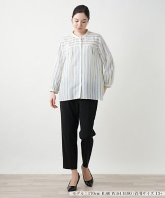 ストライプバンドカラーブラウス【Ｌｅｉｌｉａｎ　ＷＨＩＴＥ　ＬＡＢＥＬ】