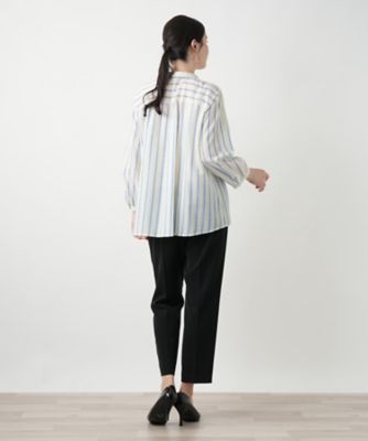 ストライプバンドカラーブラウス【Ｌｅｉｌｉａｎ　ＷＨＩＴＥ　ＬＡＢＥＬ】
