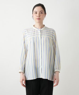 ストライプバンドカラーブラウス【Ｌｅｉｌｉａｎ　ＷＨＩＴＥ　ＬＡＢＥＬ】